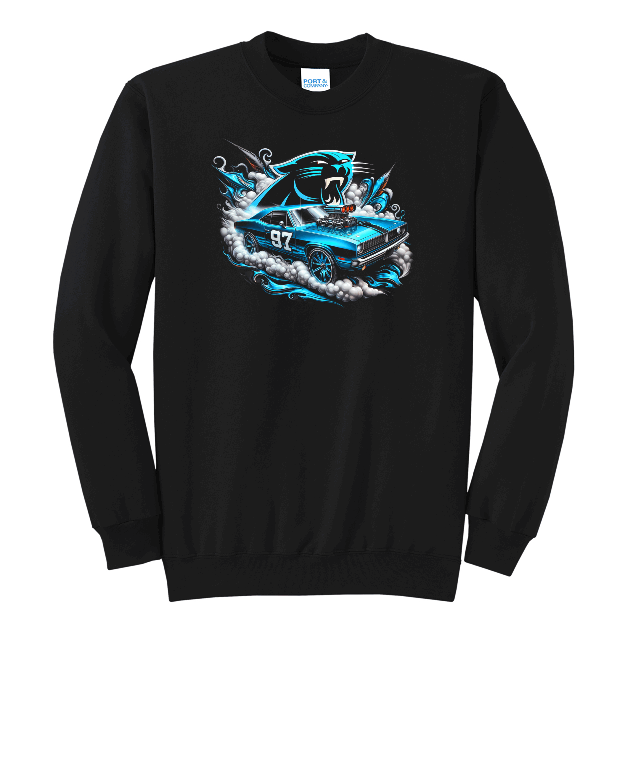 Custom Panthers Muscle Car Crew Neck Sweatshirt