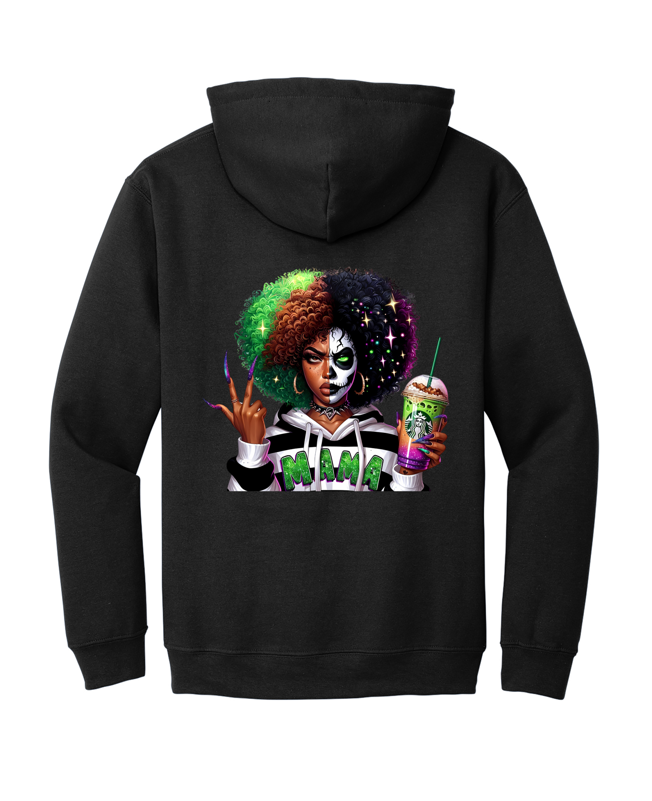 Custom Halloween Beetle Juice Green Hair Mama Hoodie