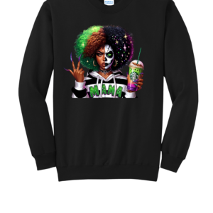 Custom Halloween Beetle Juice Green Hair Mama Crew Neck Sweatshirt