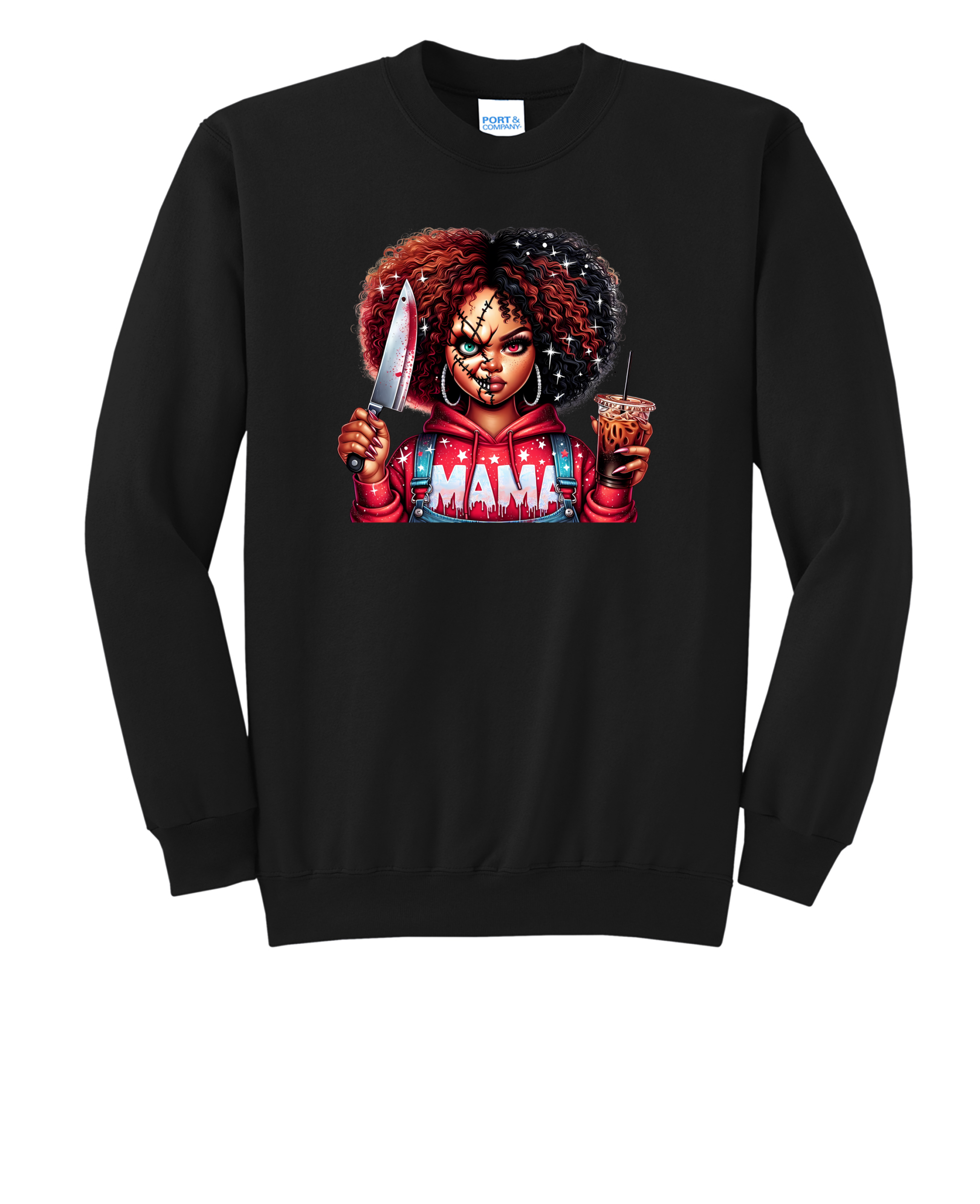 Custom Halloween Chucky Red Hair Mama Crew Neck Sweatshirt