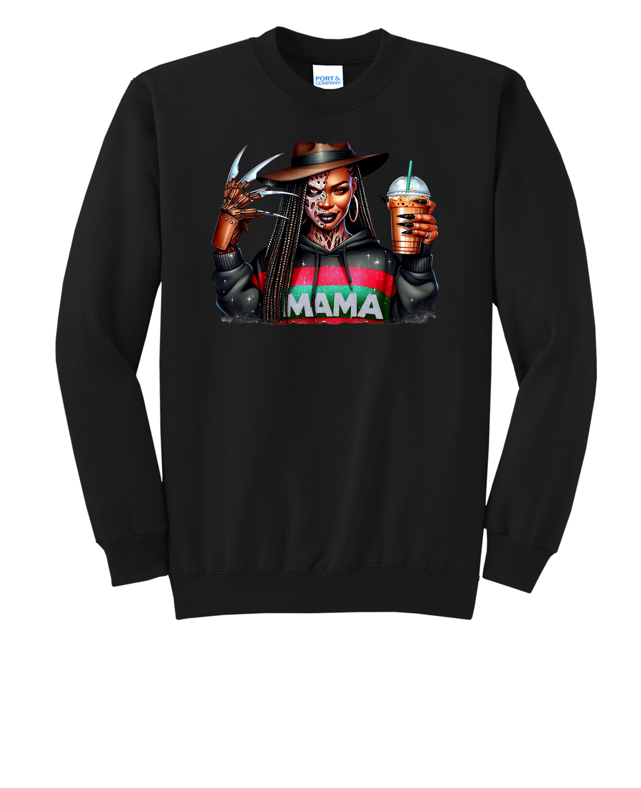 Custom Halloween Freddy Krueger Mama Crew Neck Sweatshirt