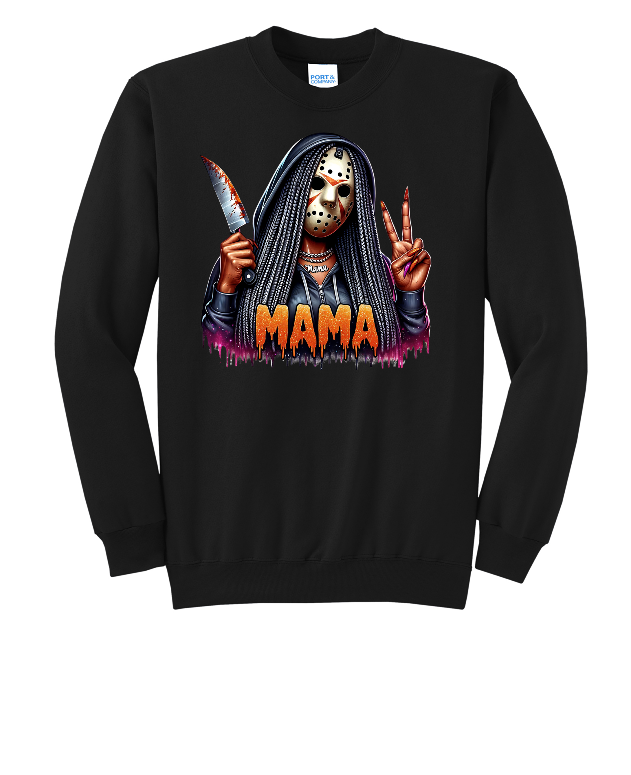 Custom Halloween Jason Voorhees Mama Crew Neck Sweatshirt