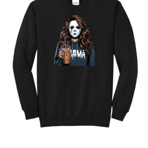 Custom Halloween Michael Meyers Brown Hair Mama Crew Neck Sweatshirt
