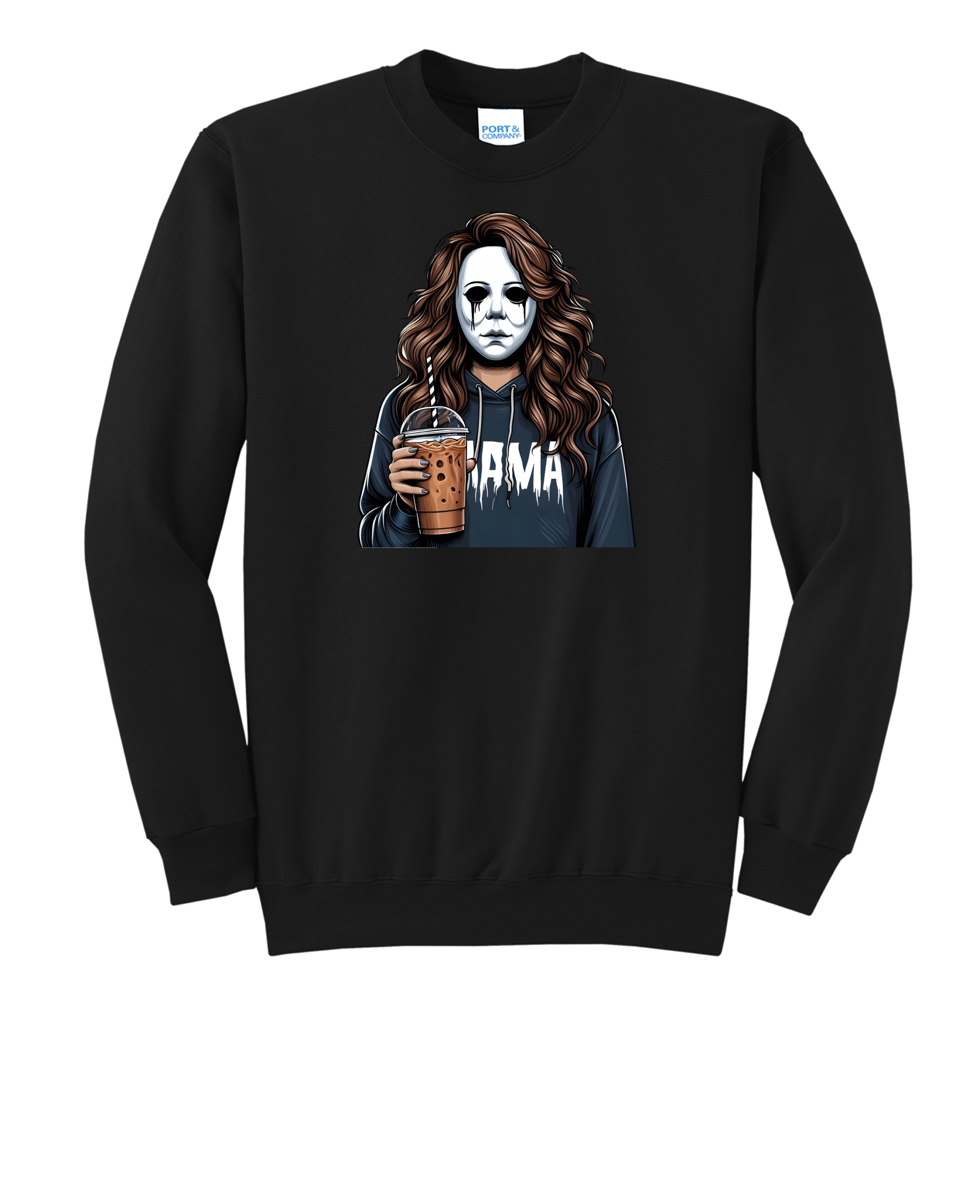 Custom Halloween Michael Meyers Brown Hair Mama Crew Neck Sweatshirt