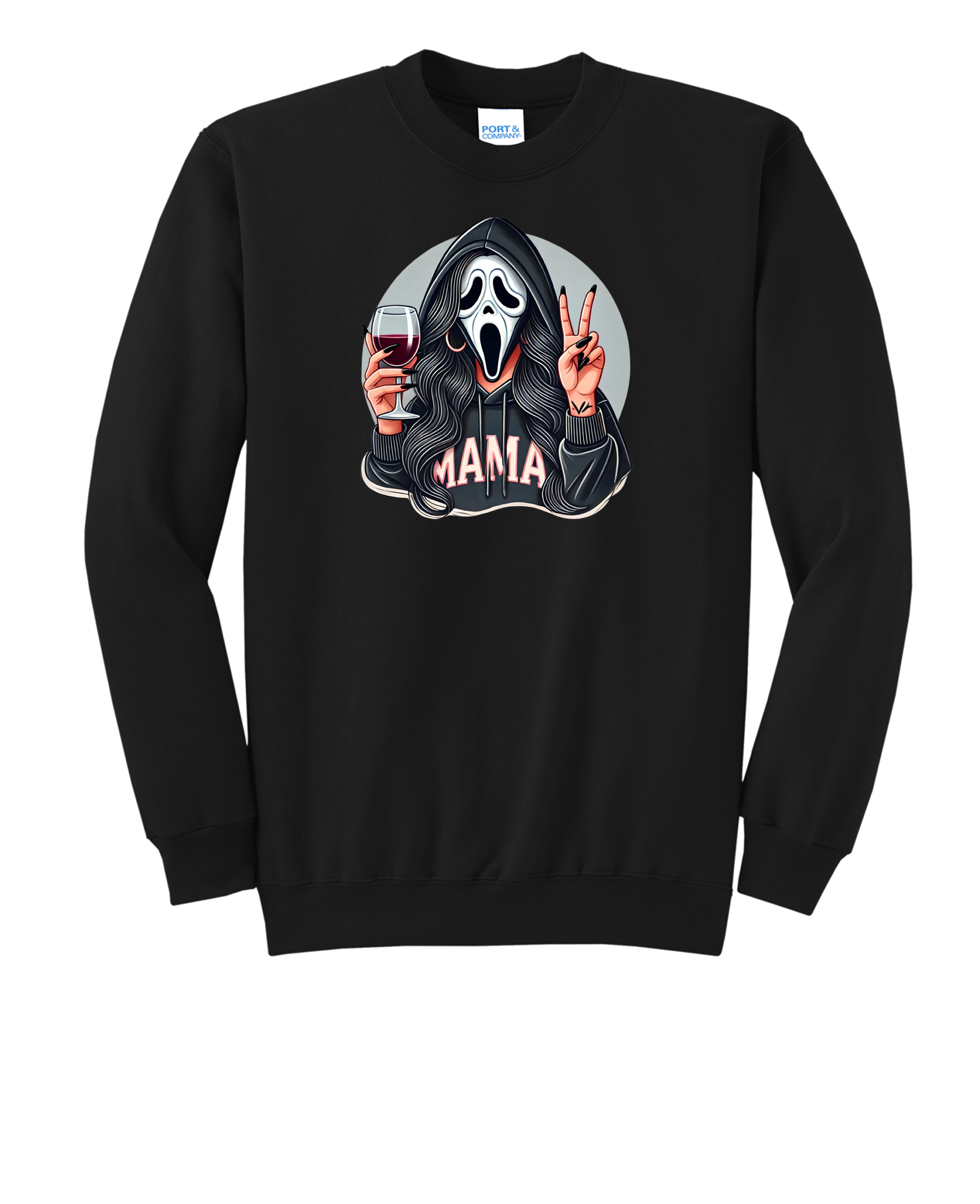 Custom Halloween Scream Circle Mama Crew Neck Sweatshirt