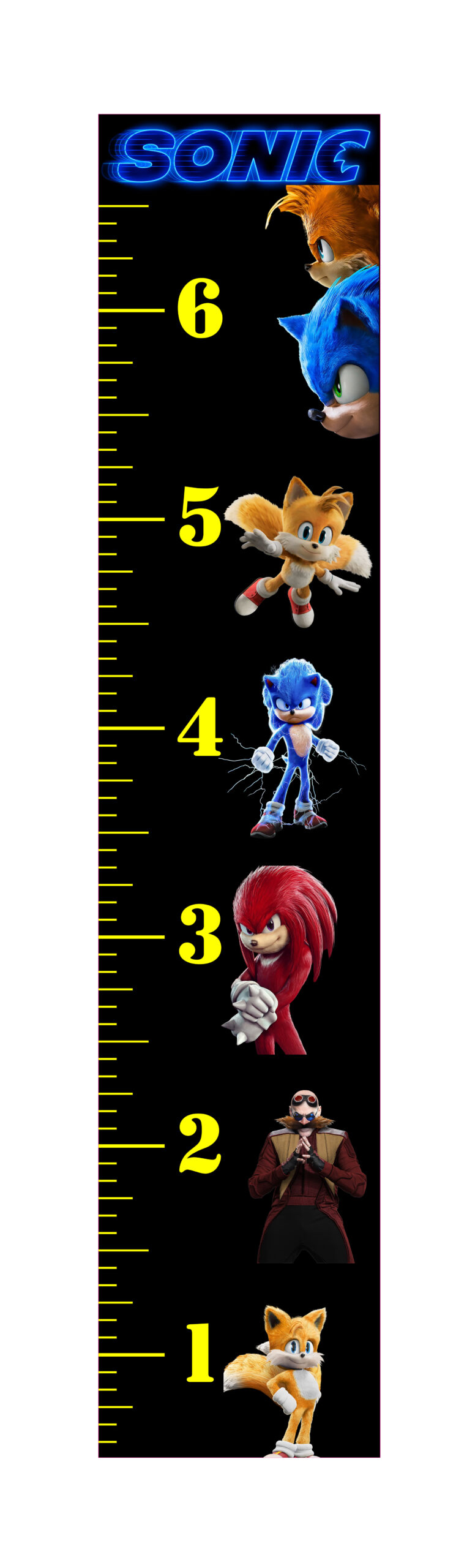 6FT Life Size Growth Chart Sonic