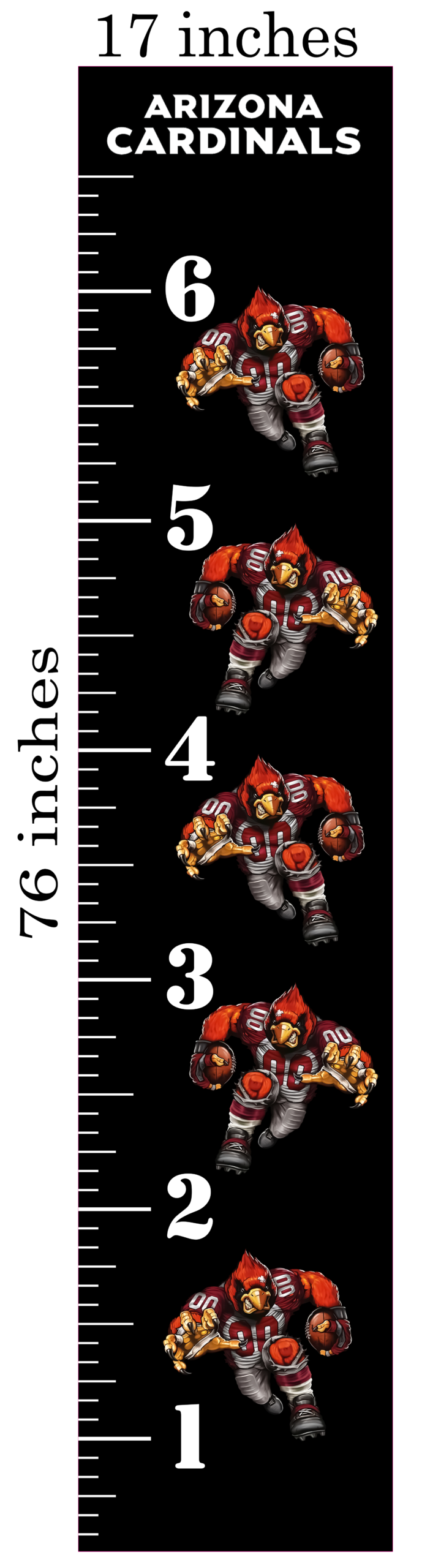6FT Life Size Growth Chart Arizona Cardinals