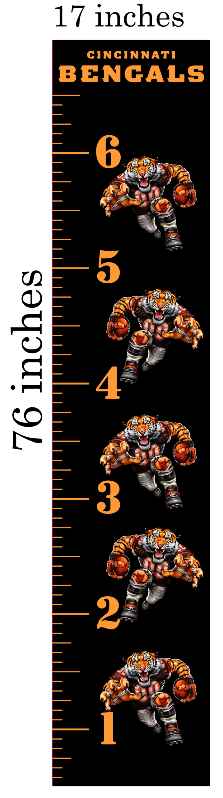 6FT Life Size Growth Chart Cincinatti Bengals
