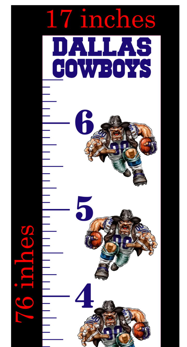 6FT Life Size Growth Chart Dallas Cowboys