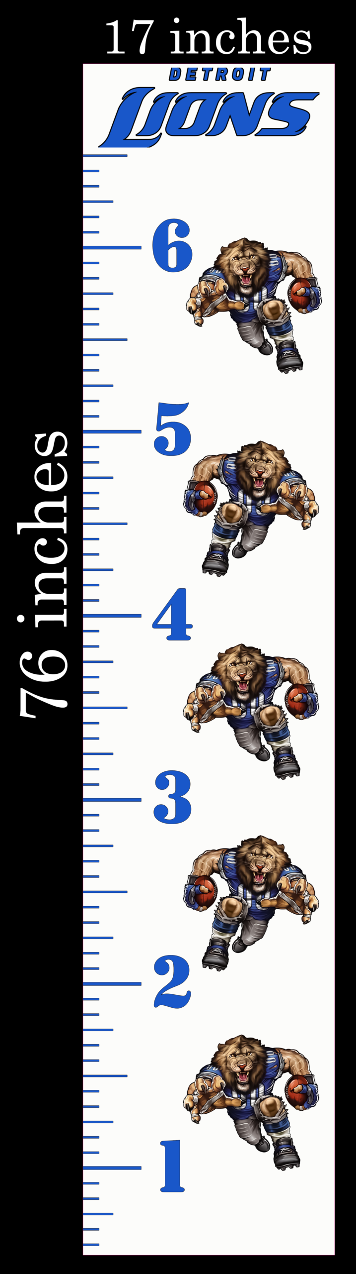 6FT Life Size Growth Chart Detroit Lions