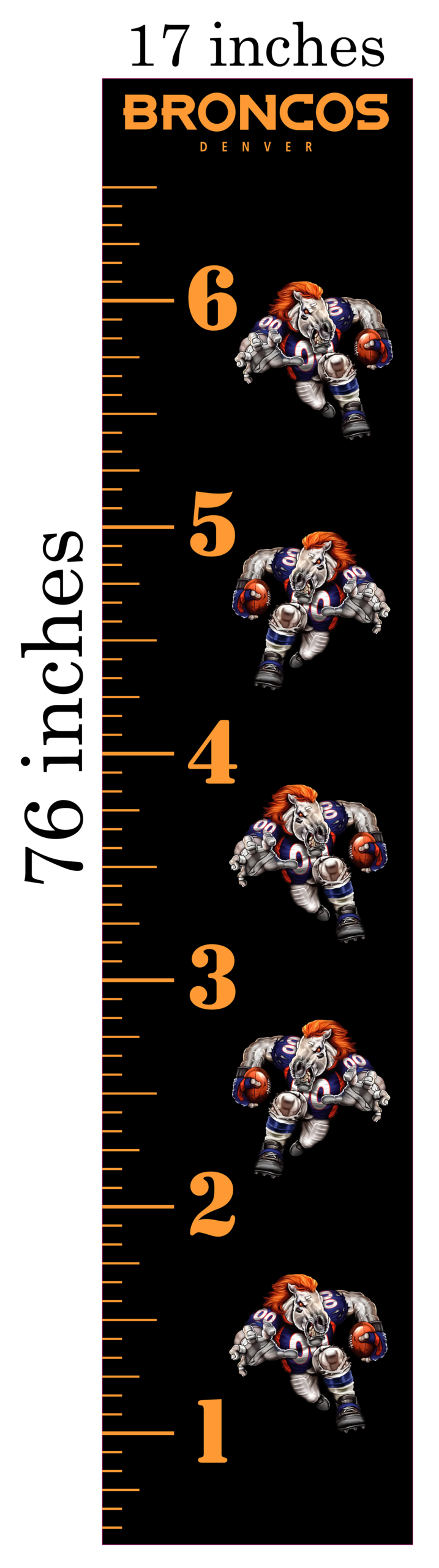 6FT Life Size Growth Chart Denver Broncos
