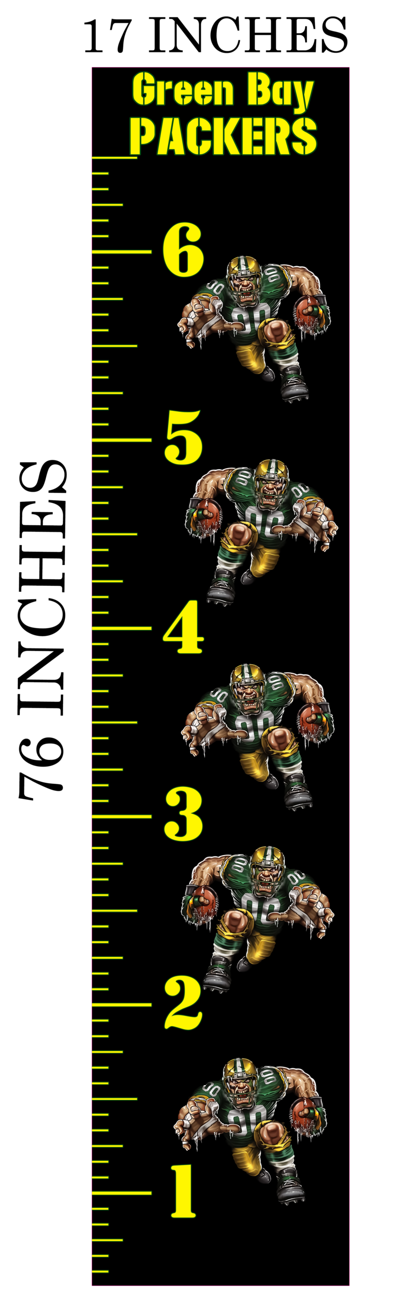 6FT Life Size Growth Chart Green Bay Packers
