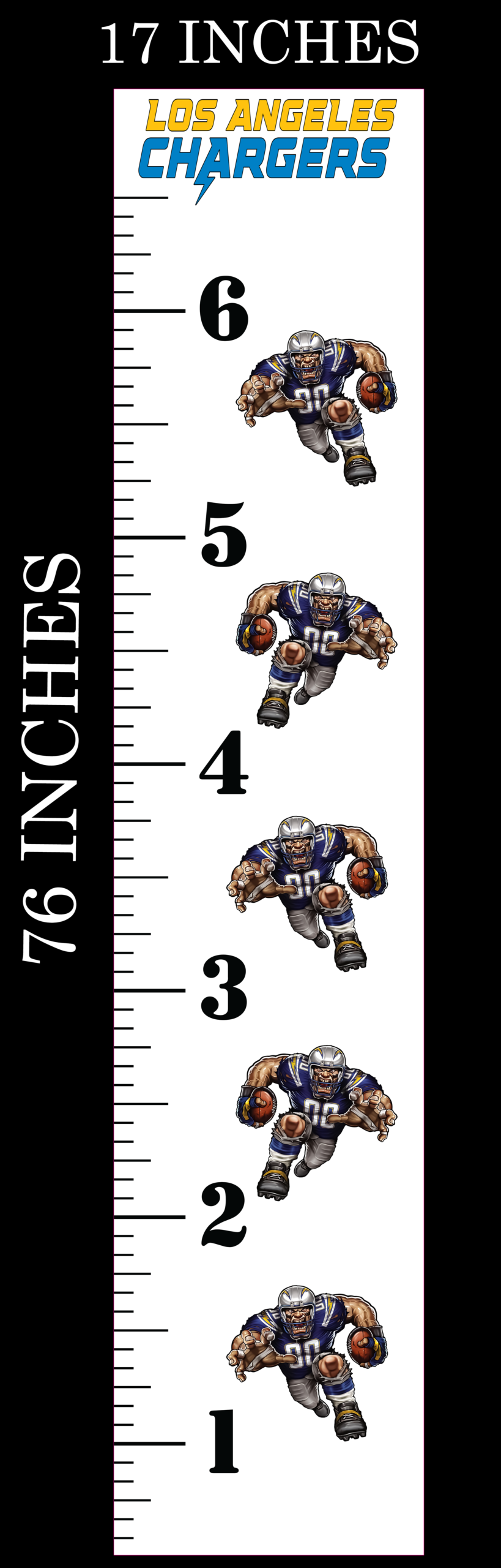 6FT Life Size Growth Chart LA Chargers