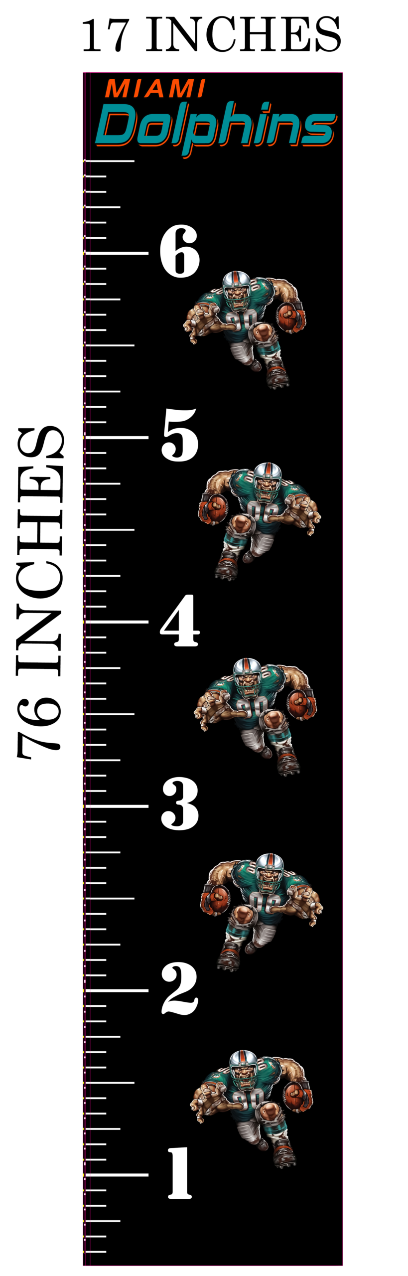 6FT Life Size Growth Chart Miami Dolphins