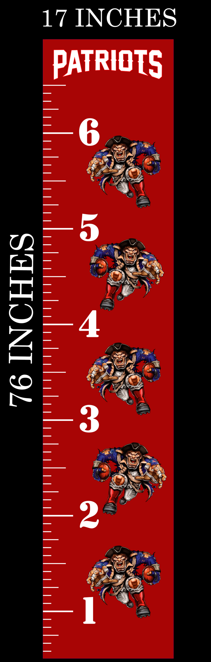 6FT Life Size Growth Chart New England Patriots