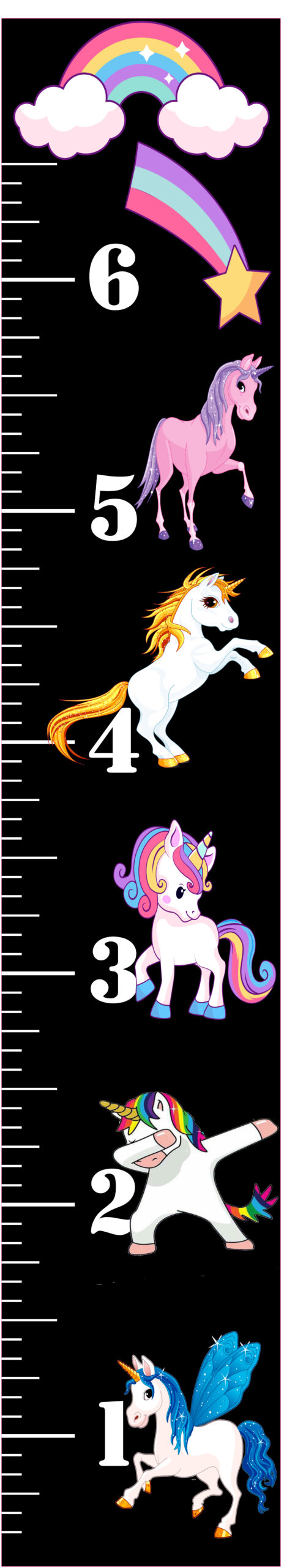 6FT Life Size Growth Chart Rainbow Unicorn
