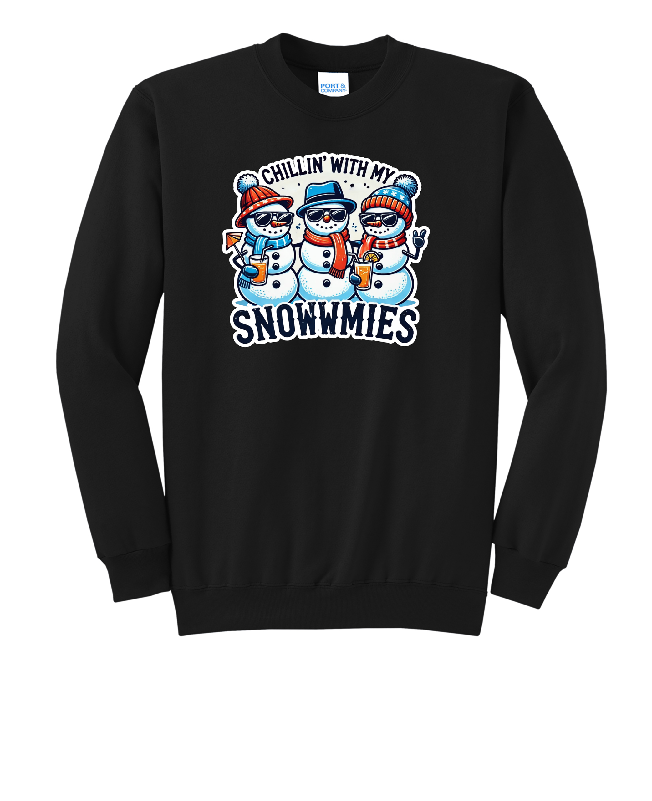 Custom Christmas Chilling With My Snowwmies Crew Neck Sweatshirt